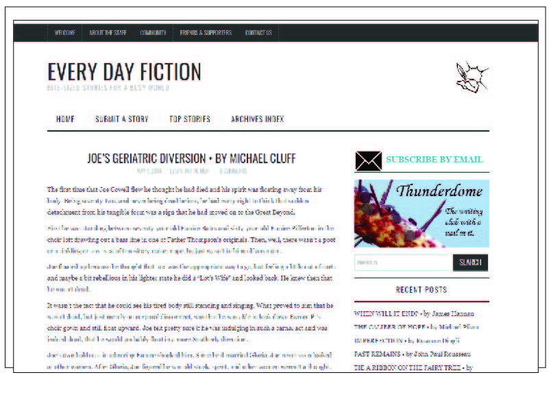screenshot of Everyday Fiction website